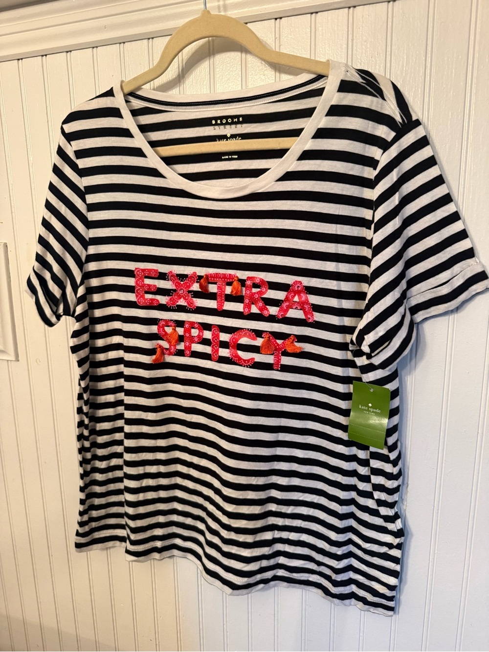 NWT Kate Spade Broome Street “Extra Spicy” XL Striped Tshirt